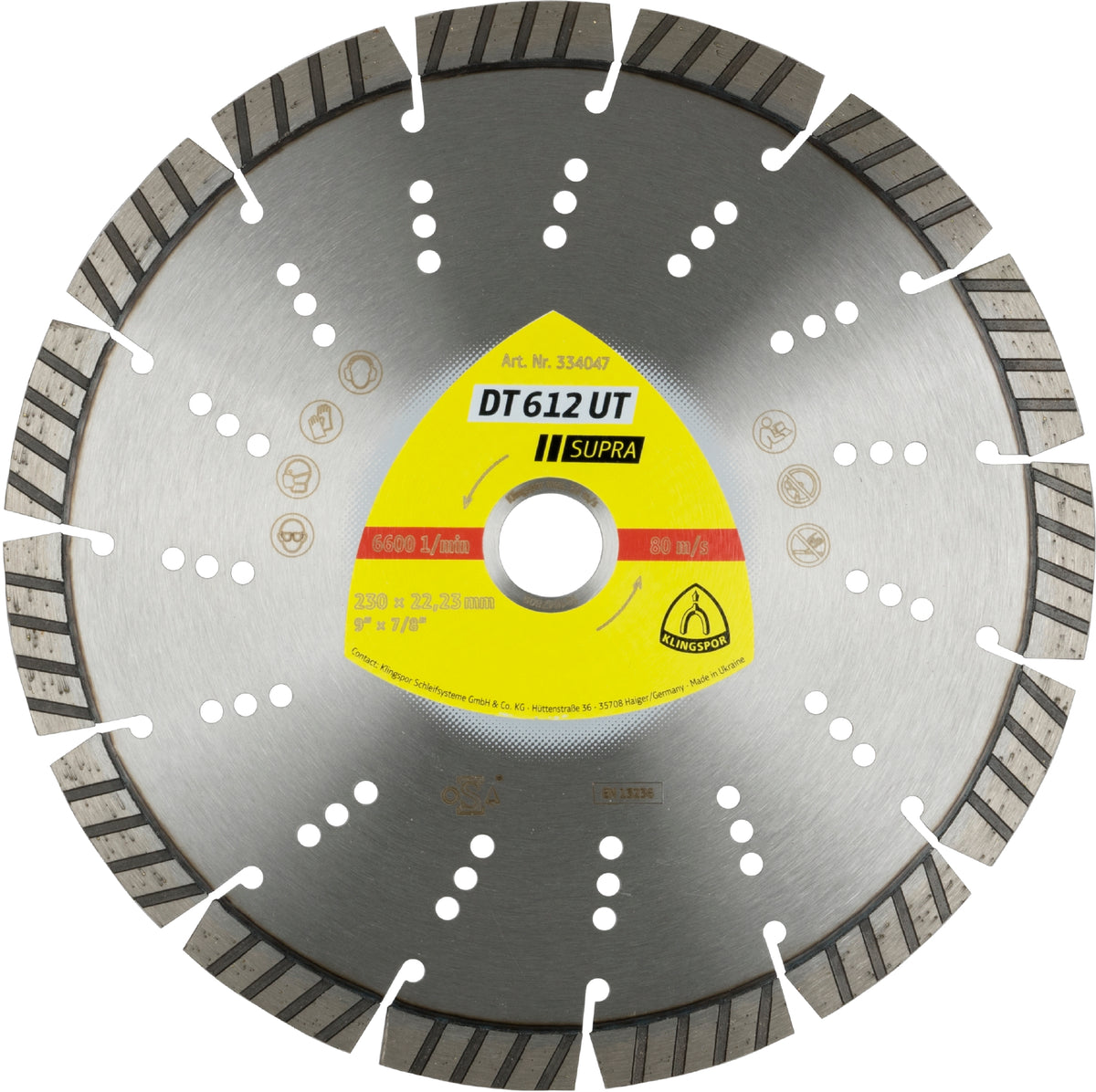 Klingspor 334045 - Segmented Diamond cutting blades for angle grinders DT612 Supra 5 Inch x 7/8 Inch with 9 segments - eGrimesDirect