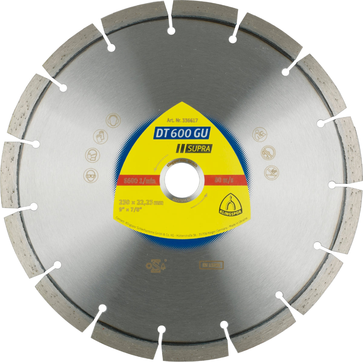 Klingspor 336616 - Segmented Diamond cutting blades for angle grinders DT600 Supra 7 Inch x 7/8 Inch with 11 segments - eGrimesDirect