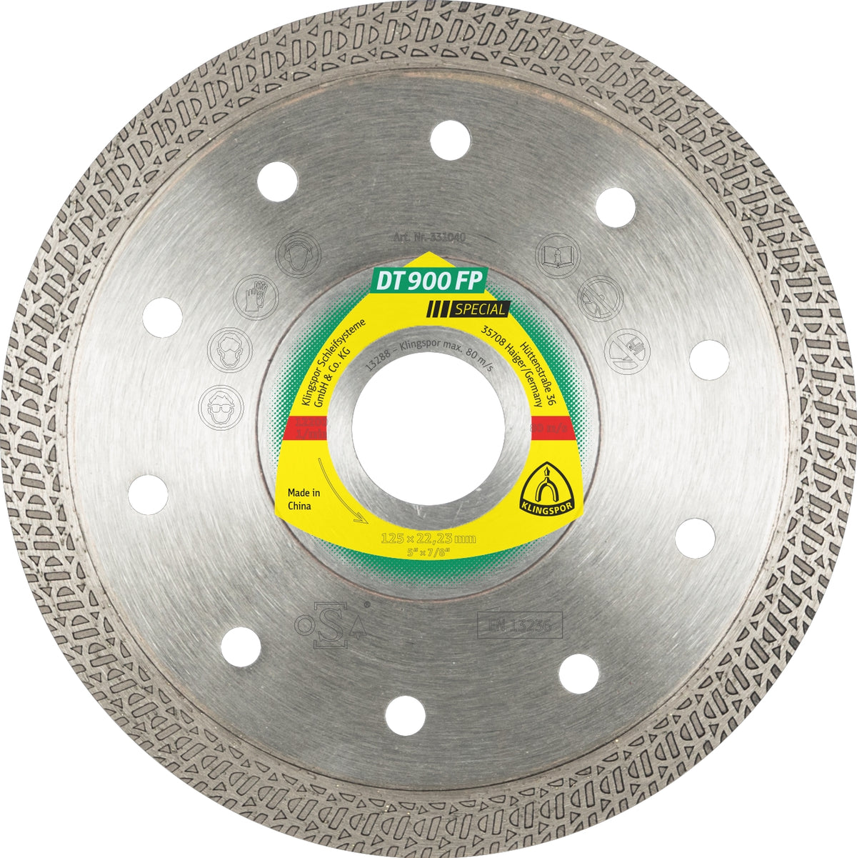 Klingspor 331039 - Continuous Rim With Special Geometry Diamond cutting blades for angle grinders DT900 Special 4-1/2 Inch x 7/8 Inch - eGrimesDirect