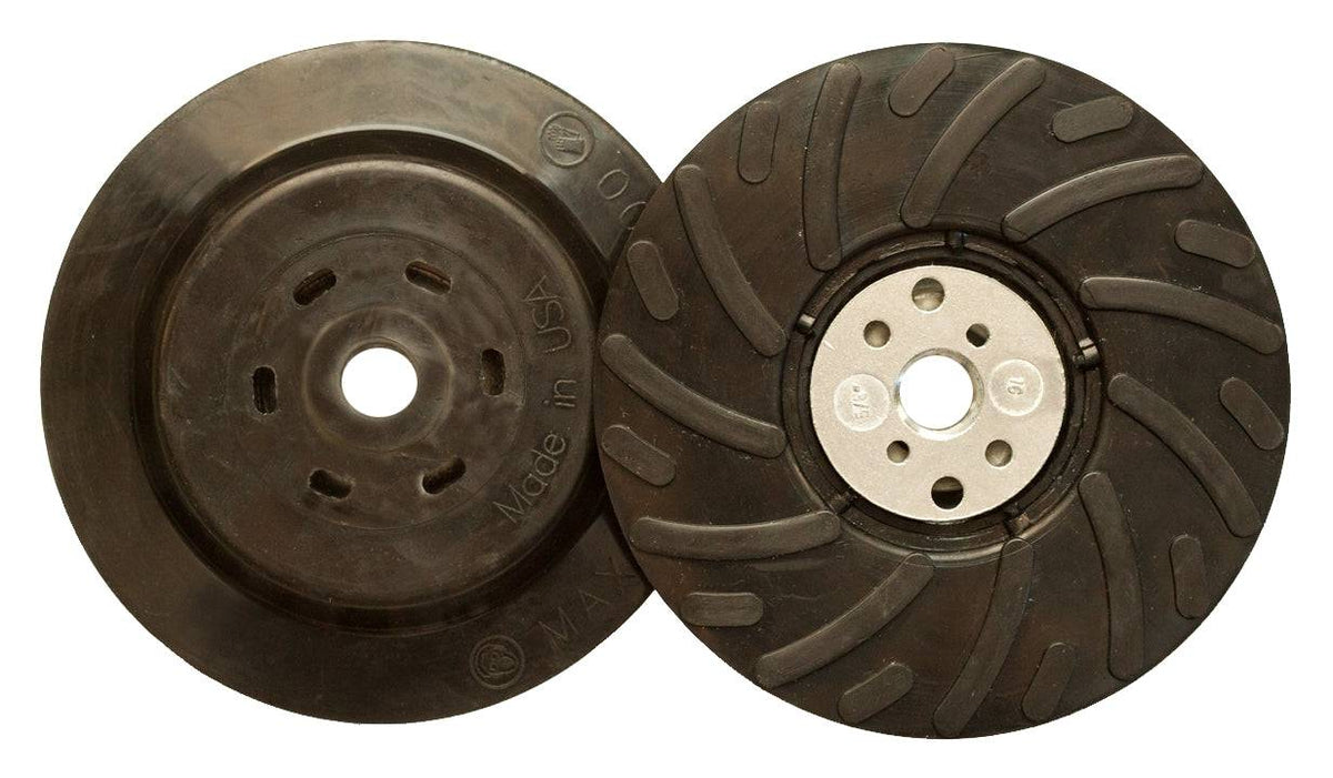 Klingspor fibre disc backup pad with slots for 4-1/2 inch angle grinder and 5/8-11 retaining nut, durable and product-specific.
