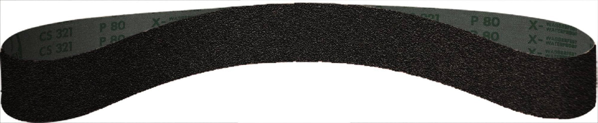 Klingspor 302753 sanding belt, 1-1/8 inch x 21 inch, 500 grit, silicon carbide, heavy cotton backing, suitable for file sanding.
