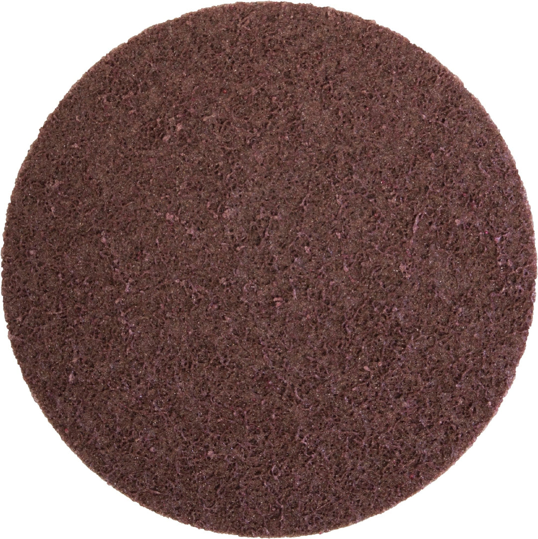 Klingspor 303665 7-inch medium surface conditioning scrim backed disc with no hole, non-woven Velcro-backed for surface finishing.