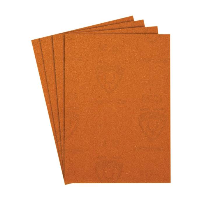 Klingspor PL 31 B 2062 80 Grit Aluminum Oxide semi-open coat paper sanding sheets, 9x11 inches, for smooth finishing and material removal.