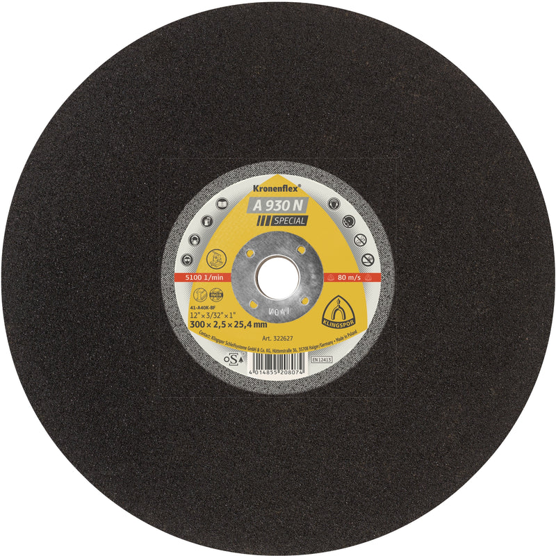 Klingspor Kronenflex 280178 - Fast Cut Cut-Off Wheels 14 Inch x 1/8 Inch x 1 Inch - A30N - eGrimesDirect