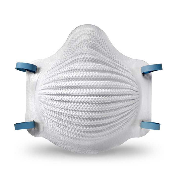 Box of 10 Moldex AirWave Series N95 particulate respirators in medium/large size, disposable face masks with adjustable nose clips.