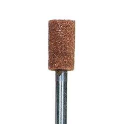 Norton B-shape vitrified bond mounted point with Gemini 38 M grit, 1/4x1/2 inch size, used for grinding and finishing.