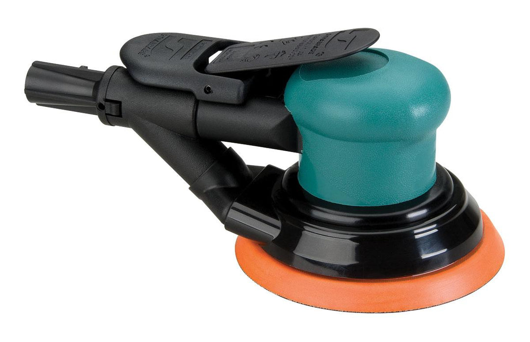 Dynabrade 59038 5-inch pneumatic random orbit sander with vacuum, 3/32-inch pad, 12000 RPM, used for polishing and finishing tasks