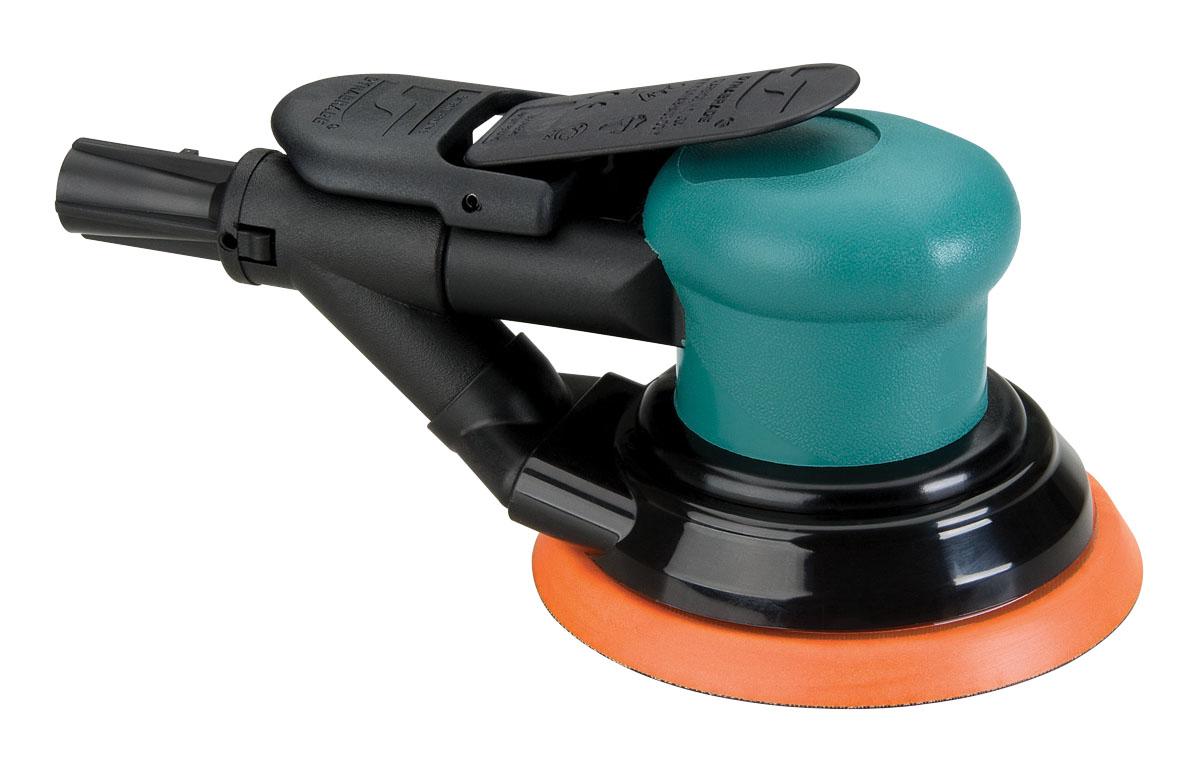 Dynabrade 59038 5-inch pneumatic random orbit sander with vacuum, 3/32-inch pad, 12000 RPM, used for polishing and finishing tasks