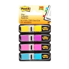 3M 683-4AB - Post-it Flags, assorted bright colours, 1/2 in x 1-3/4 in (1.3 cm x 4.3 cm), 140 flags per pack 7000052563 - eGrimesDirect
