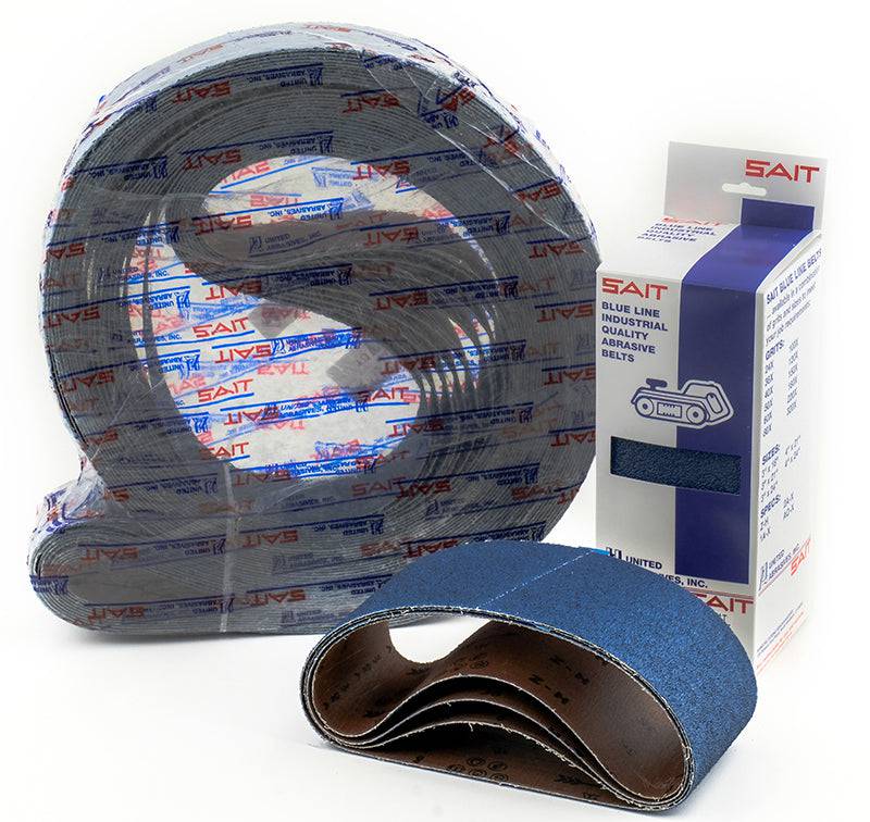 Sait 58156 bench top belt, 1 inch by 42 inch, 80 grit zirconia alumina abrasive, polyester backing for grinding and finishing.