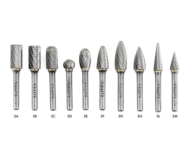 Sait 45010 double cut carbide burr for rotary tools, 1/4x7/32x1/4 inch, ideal for shaping and grinding metal surfaces.