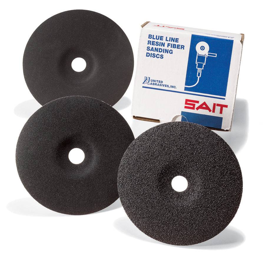Sait Blue Line 50112 Fibre Disc with Silicon Carbide SCX, 7-inch diameter, 320 grit, for grinding and surface finishing.