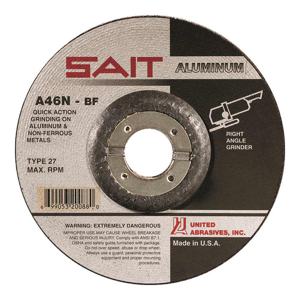Sait 20018 - Depressed Centre Grinding Wheels A46 Aluminum 4X1/4X7/8 Sait 20018 - eGrimesDirect