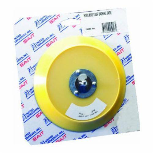 Sait 95058 5-inch hook and loop pad with 8 holes, used for polishing and sanding applications.