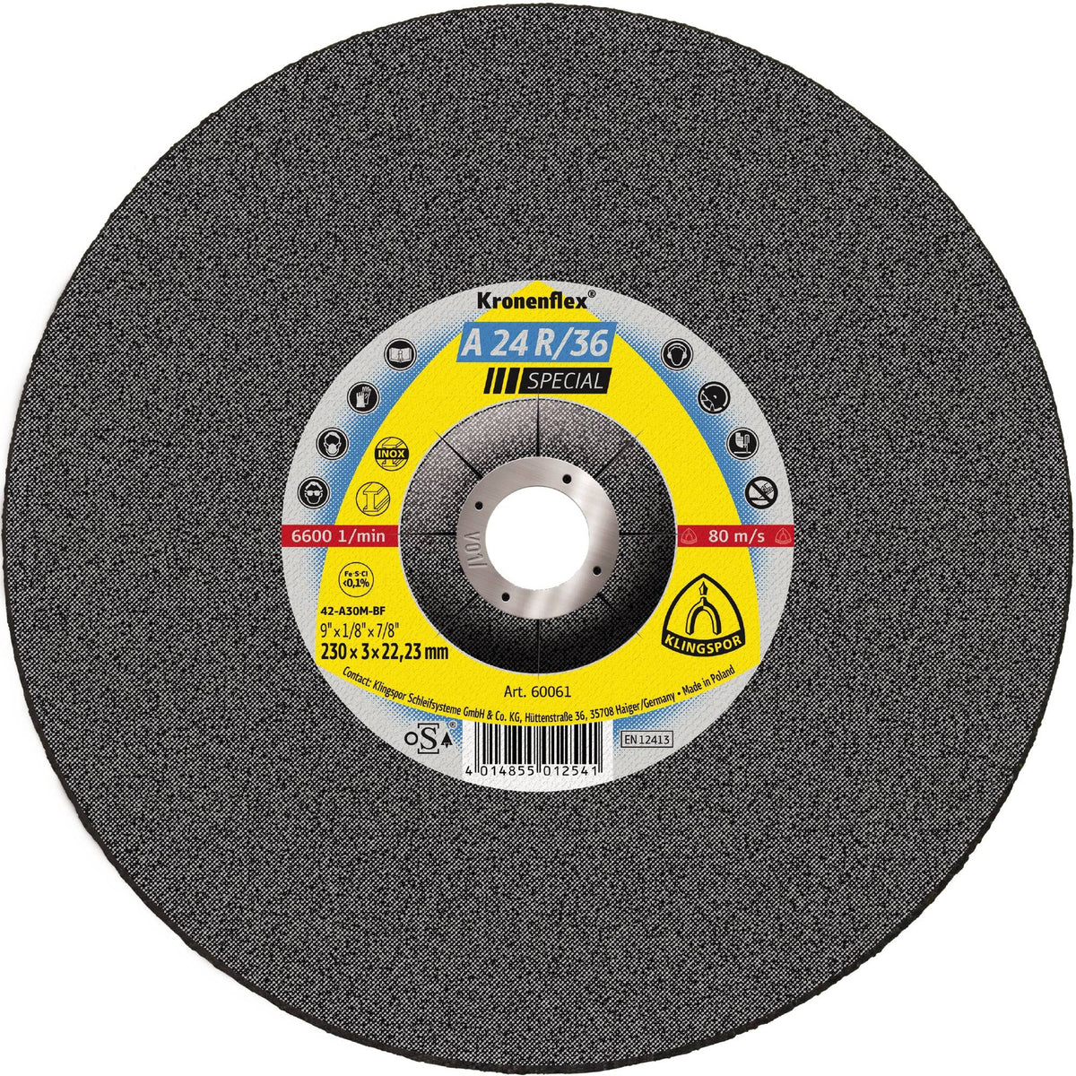 Sait Kronenflex 60537 narrow belt, 2x72 inches, 60 grit aluminum oxide abrasive on heavy cotton backing for grinding.