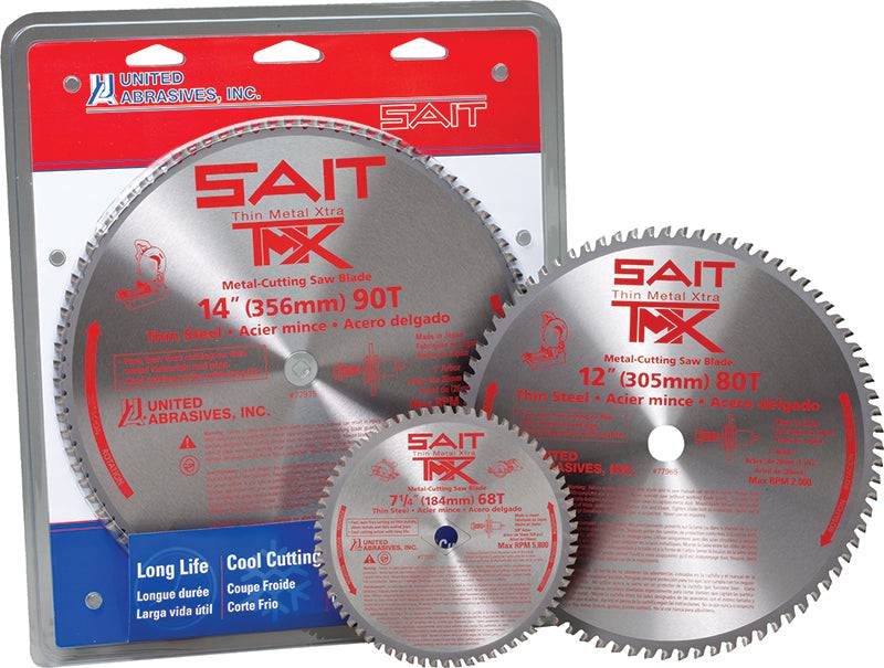 Sait 77965 metal saw blade, 12 x 1 inch, 80-tooth Tmx blade designed for cutting metal materials.
