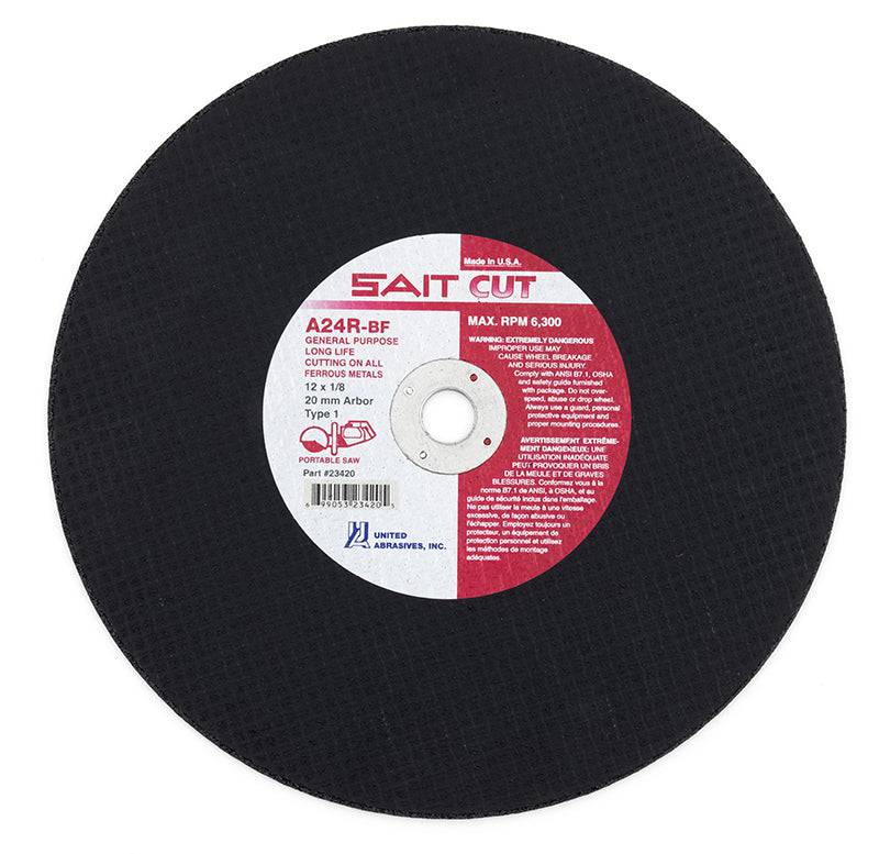Sait Type 01 straight wheels with 7 x 3/32 inch dimensions and A24 diameter, shown in a close-up image.