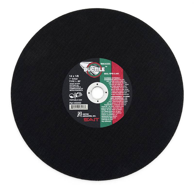 Sait Type 01 straight wheels, 12 x 1/8 x 20mm ductile iron, for industrial machinery and equipment.