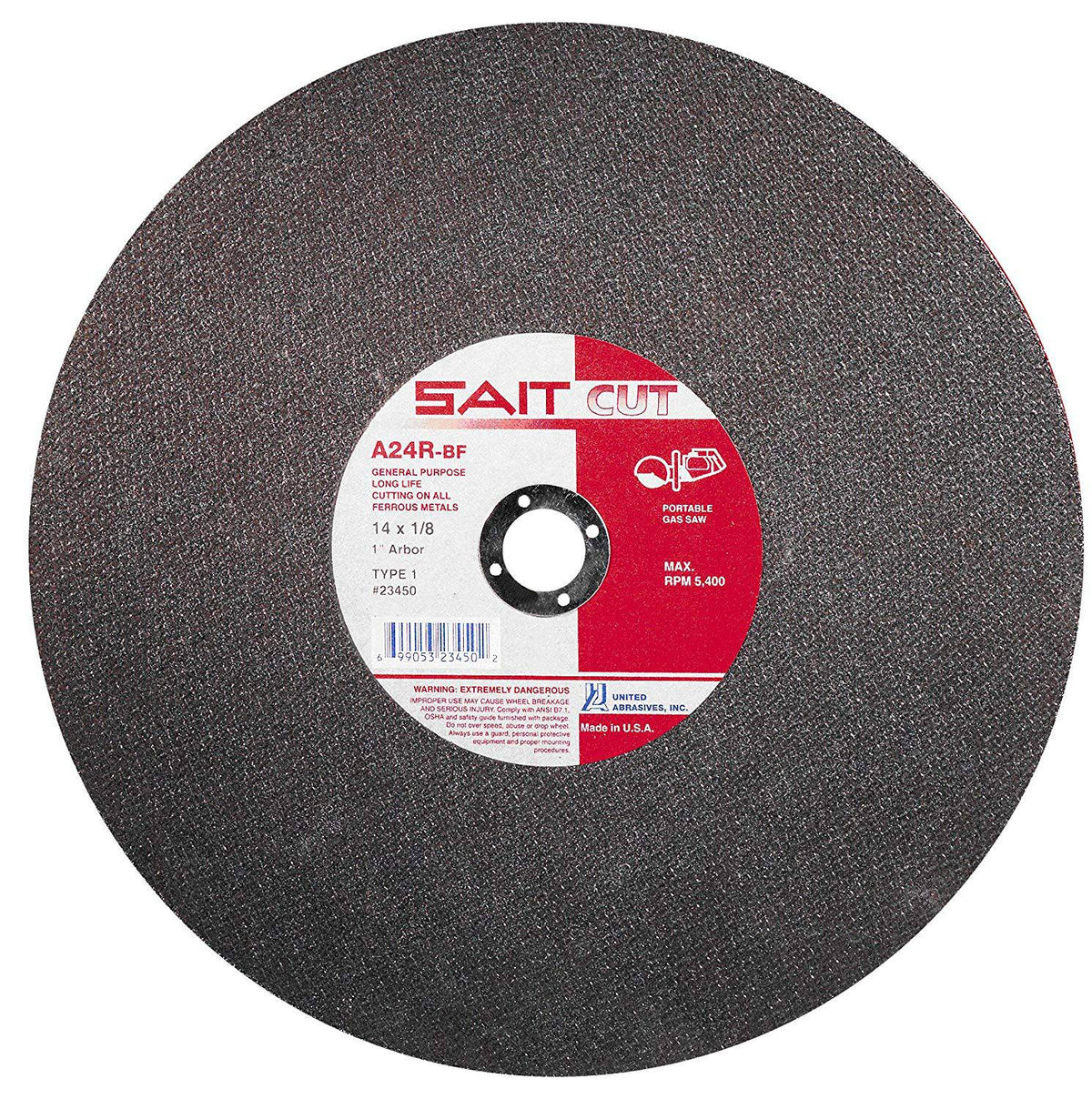 Sait Type 01 Straight Wheels with 16x1/8x1 dimensions, metal wheels for industrial or machinery applications.