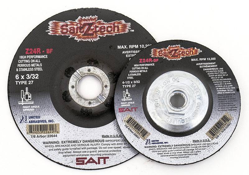 Sait Z-Tech 22641 Type 27 premium depressed center cutting wheel, 4.5 inch diameter, for metal grinding and cutting tasks.