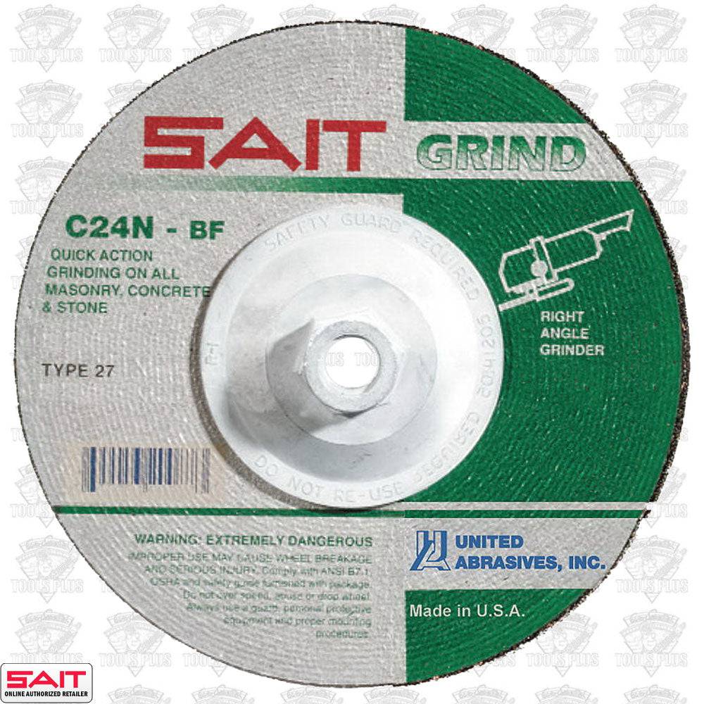 Sait Type 27 depressed center grinding wheel with 5/16 inch diameter and 5/8-11 thread for industrial grinding applications