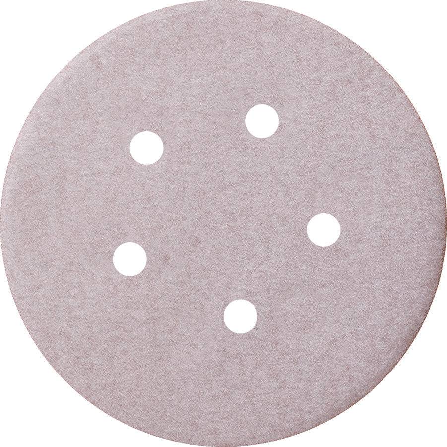 Sait 36554 5-inch x Vacuum Velcro Discs with 5 holes, 3S aluminum oxide, 180 grit for sanding and polishing.