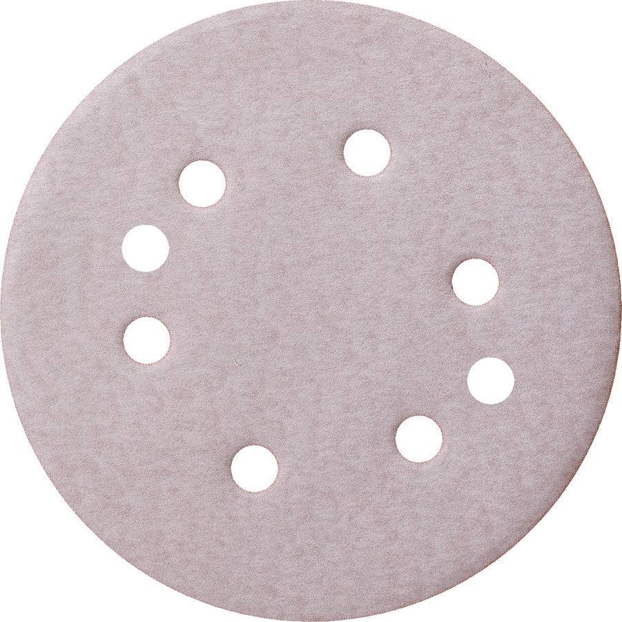 Sait 36563 5-inch vacuum-compatible Velcro paper disc with 8 holes, 150 grit aluminum oxide for sanding and grinding.