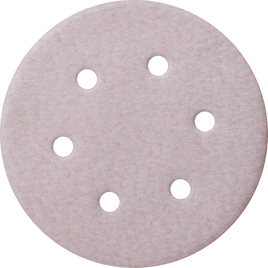 Sait 36651 6-inch vacuum Velcro paper disc with 6 holes, 3S aluminum oxide, 100 grit for sanding and finishing.