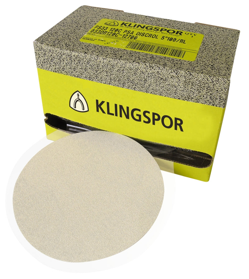 Klingspor 303322 - Self Adhesive Paper (PSA) Discs 5 Inch PS33 Material Aluminum Oxide in 60 Grit - eGrimesDirect