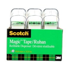 3M Scotch 810-D3-12 - Scotch Magic Tape With Refillable Dispenser 810-D3 0.75 in x 36 Yards (1.9 cm x 33 m) 3 Pack 7000138236 - eGrimesDirect