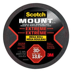 3M 414H-LONGDC-EF - Scotch-Mount Extreme Double-Sided Mounting Tape Mega Roll Black 1 in x 400 in (2.54 cm x 10.1 m) 1 Roll/Pack 3M 7100238449 7100238449 - eGrimesDirect