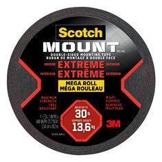 3M 414H-LONGDC-EF - Scotch-Mount Extreme Double-Sided Mounting Tape Mega Roll Black 1 in x 400 in (2.54 cm x 10.1 m) 1 Roll/Pack 3M 7100238449 7100238449