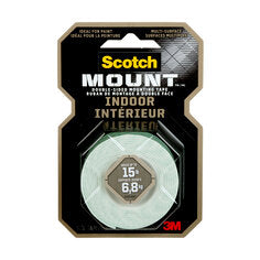 3M 214H-DC-EF - Scotch-Mount Indoor Double-Sided Mounting Tape White 1 in x 55 in (2.54 cm x 1.39 m) 1 Roll/Pack 3M 7100238448 7100238448 - eGrimesDirect