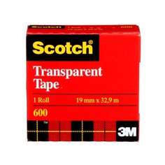 3M Scotch 600-18BXD - Scotch Transparent Film Tape 600 0.75 in x 36 Yards (1.9 cm x 33 m) 7000125195 - eGrimesDirect