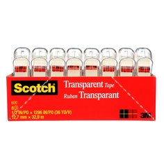 3M Scotch 600-12PP - Scotch Transparent Tape 600 12.7 mm x 33 m (1/2 in x 36 Yd) Dispensered 7000125274 - eGrimesDirect