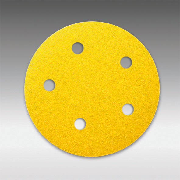 Sia 1061.4366.0180 - 5 Inch-5 Dust Holes (125 mm-5 Trous) 180 Grit Siafast Paper Disc 1960 Siarexx Cut (Aluminum Oxide, Yellow) - eGrimesDirect