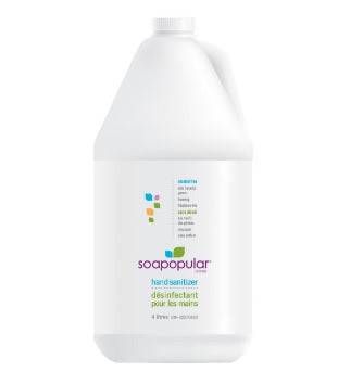 Soapopular alcohol-free hand sanitizer refill in a 4-litre container, designed for hygienic hand cleaning and sanitization.