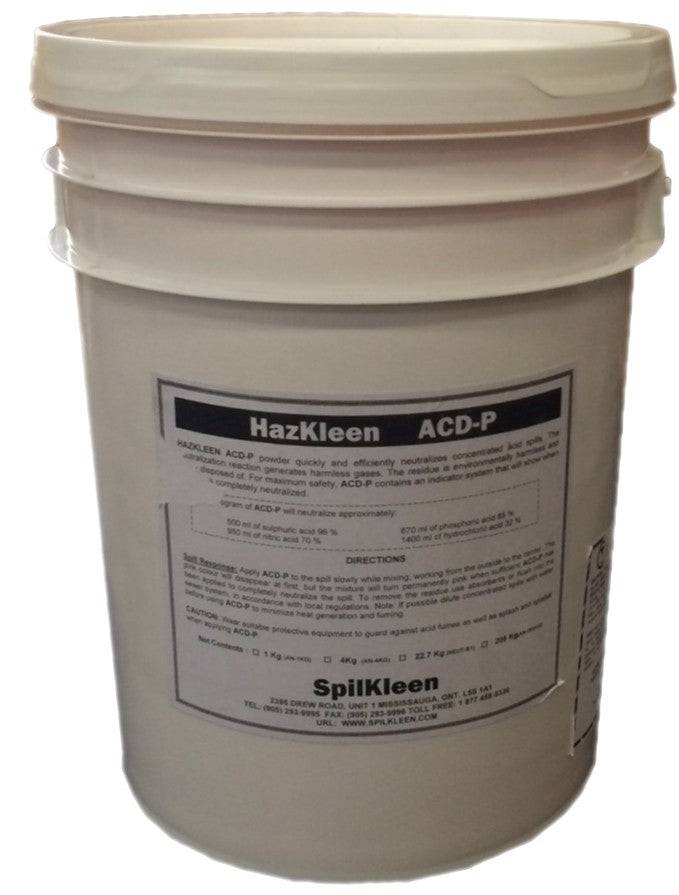 SpilKleen NEUTB1 acid neutralizer dry in a 5-gallon pail, used for neutralizing acid spills in industrial environments.