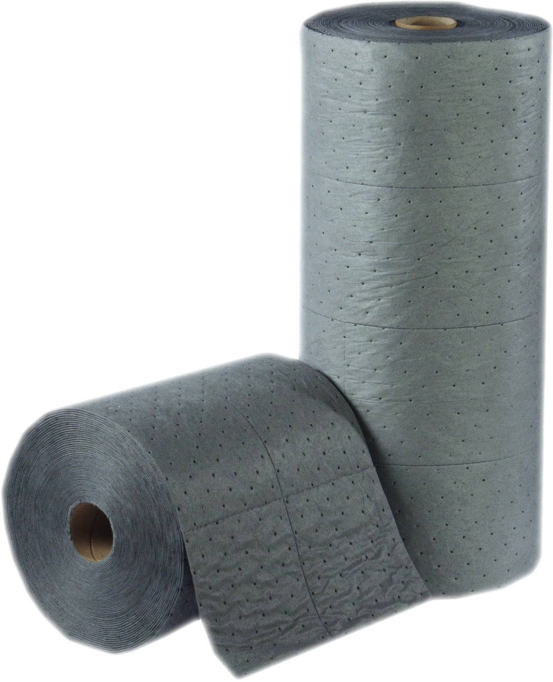 SpilKleen AMEUR150 universal rolls, durable cleaning paper rolls shown in a stack with white rolls and blue packaging
