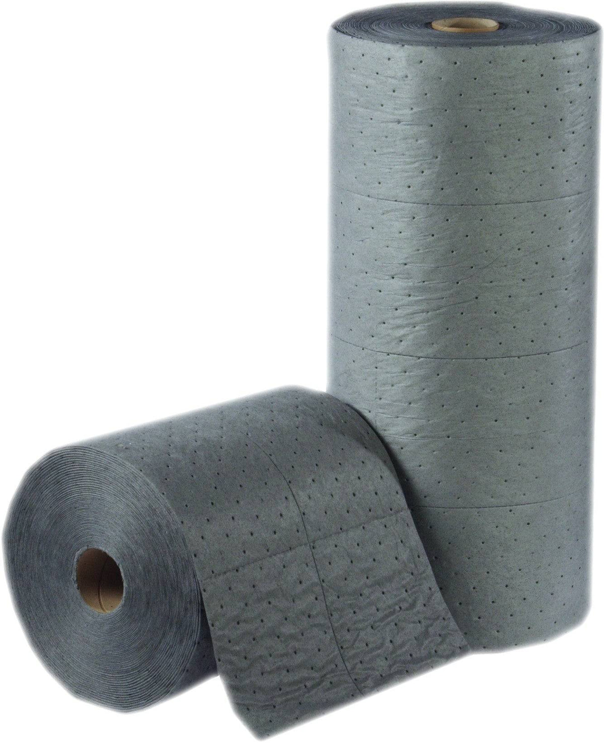 SpilKleen AMEUR150 universal rolls, durable cleaning paper rolls shown in a stack with white rolls and blue packaging