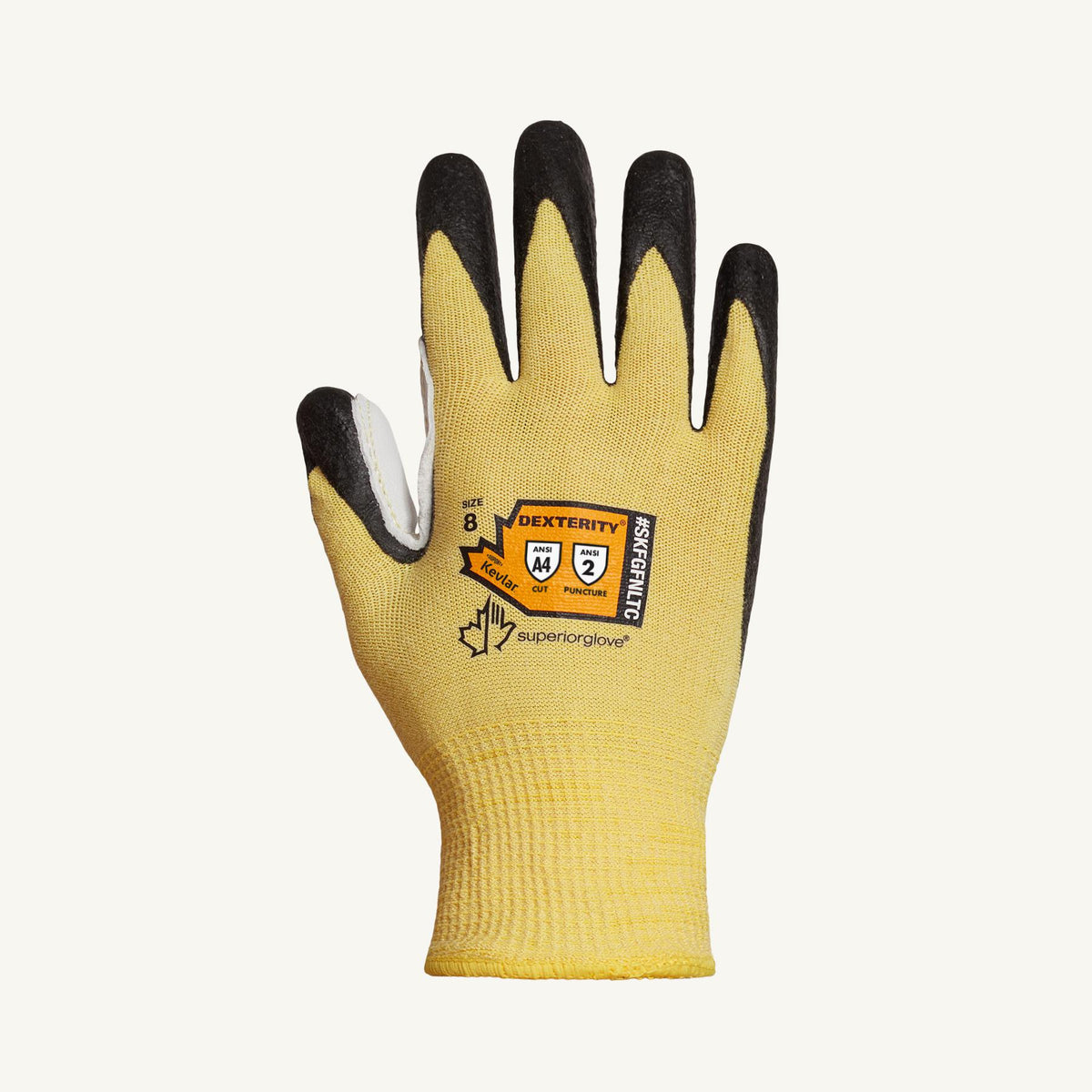 Superior Glove SKFGFNLTC2 - Dexterity Blended 13ga Kevlar Glove Foam Nitrile Palm With Leather Thumb Patch ANSI A4 Cut Superior SKFGFNLTC2 - eGrimesDirect