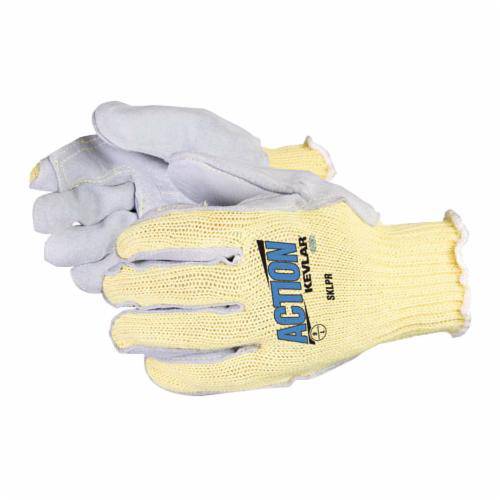 Superior Glove Action SKLP XL Kevlar gloves with split leather palms, guncut style, reusable safety gloves for industrial work.