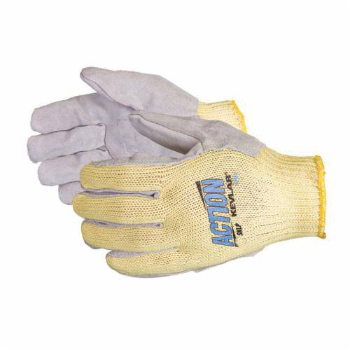 Superior Glove Action SKLP/XS Kevlar gloves with split leather palms, guncut style, reusable safety gloves, X-small size