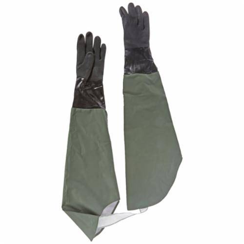 Green Superior Glove Chemstop F294SL reusable double-dipped PVC glove with fleece lining, shoulder length, large size.
