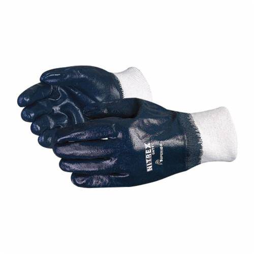 Superior Glove Chemstop GNTFC-10 reusable nitrile-coated cotton glove with knit wrist, ideal for industrial and chemical work.