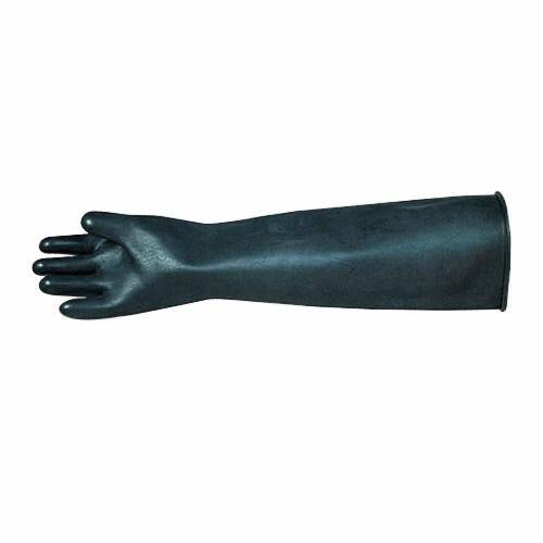 Black Superior Glove Chemstop L6043-10 unlined heavyweight reusable gloves in natural rubber, 60 cm long, size 10.