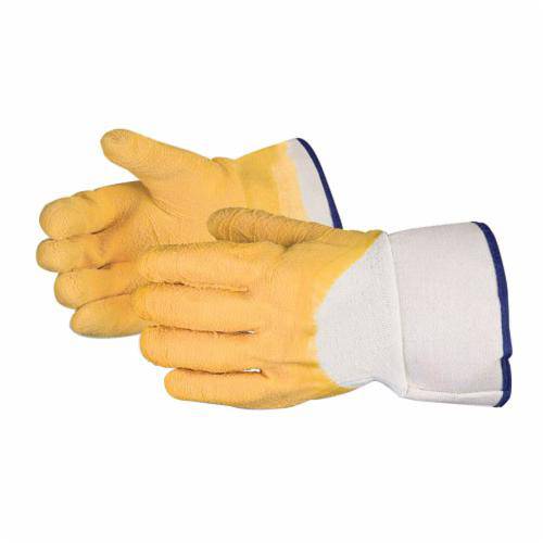 Superior Glove Chemstop L868B 3/4 dipped latex reusable gloves with crinkle grip, jersey lining, safety cuffs, size 10.