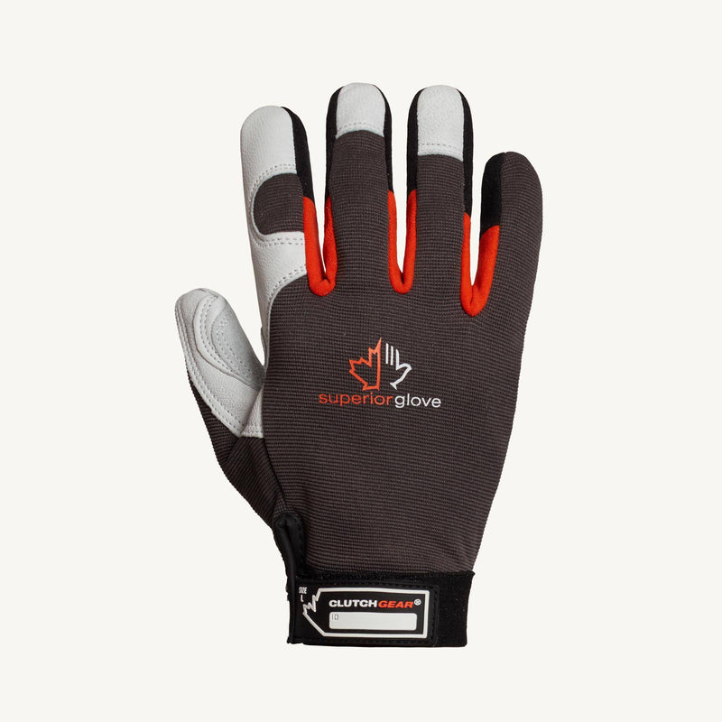 Superior Glove Clutch Gear MXGCE/L  -  Goat-Skin Mechanics Gloves with Split Palm & Thumb Patches (Large) - eGrimesDirect