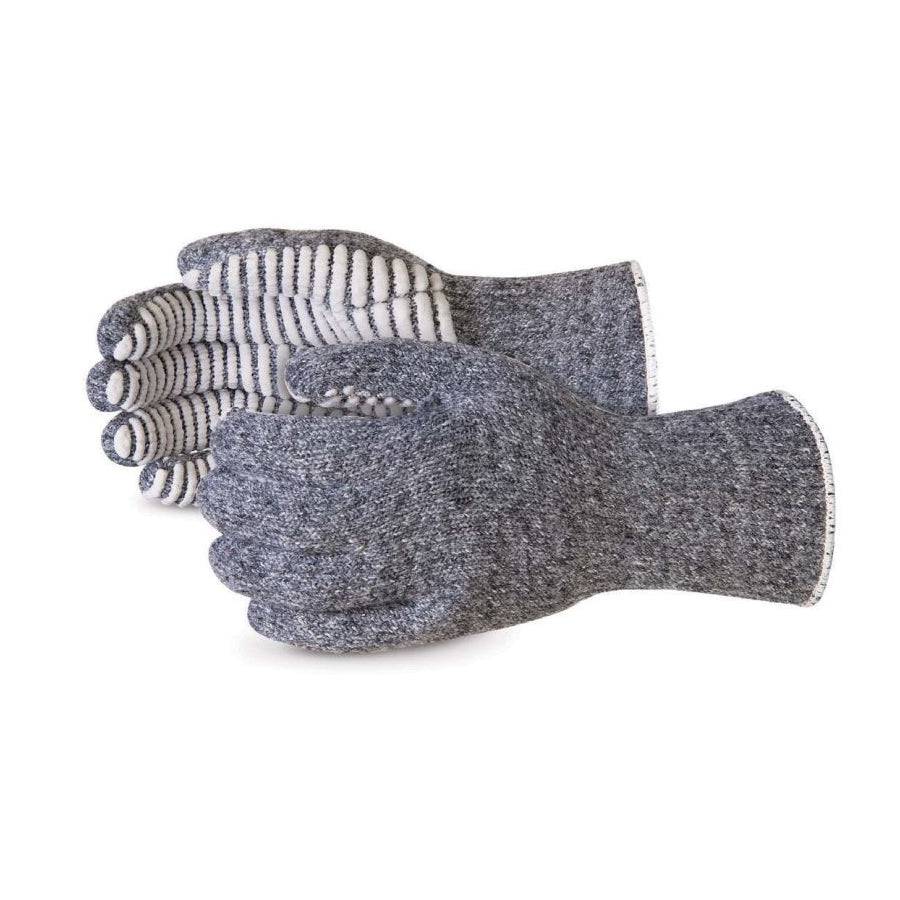 Superior Glove Cool Grip SPFGSS-L/XL knit poly and glass reusable gloves with silicone striped palms, large/X-large size.