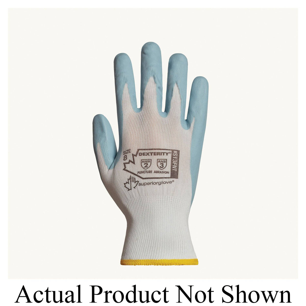 Superior Glove Dexterity S13FNTFB11 reusable nylon gloves with foam nitrile coating, grey, size 11, for enhanced grip and dexterity.